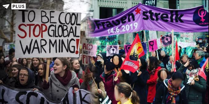 Werden Klimademo und Frauenstreik miteinander verschmelzen? Eher nicht, befinden die Klima-Kids. Klimademo Frauenstreik