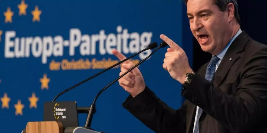 Der bayerische Ministerpräsident Markus Söder beim Europa-Parteitag der CSU in Nürnberg. Foto: Nicolas Armer