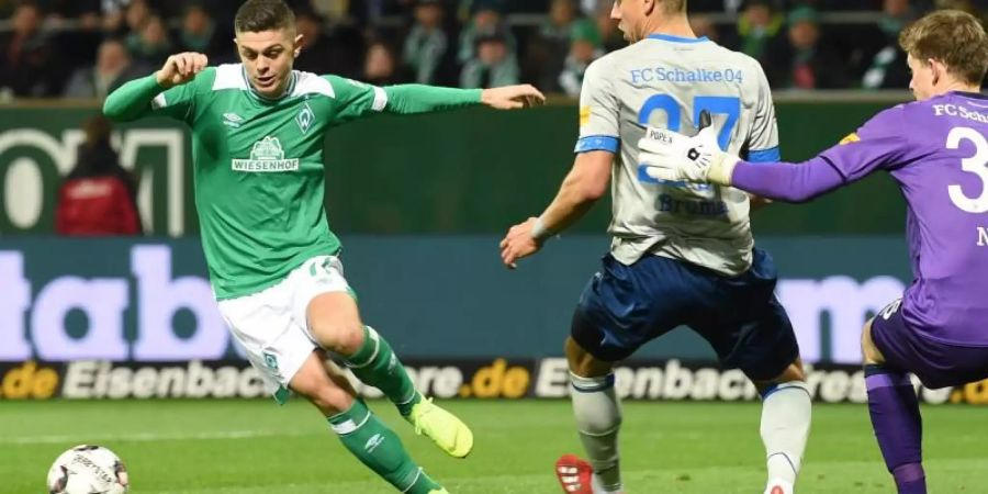 Bremens Milot Rashica erzielte das 3:1 gegen Schalke. Foto: Carmen Jaspersen