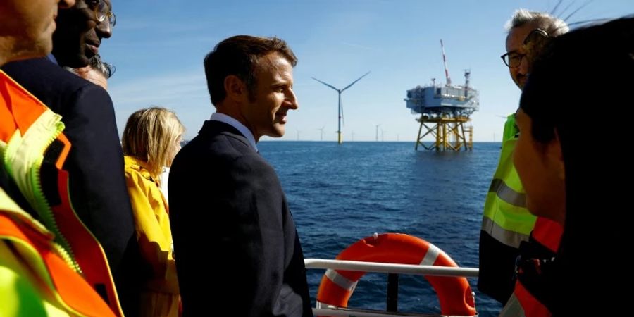 Emmanuel Macron bei Eröffung eines Windparks