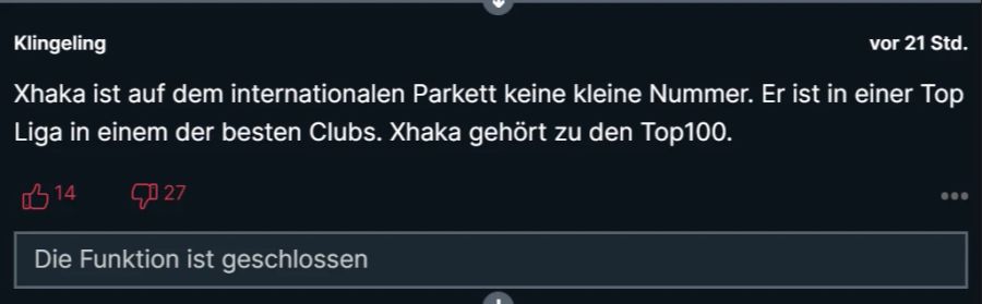 Dieser User zählt Granit Xhaka zu den besten Fussballern der Welt.