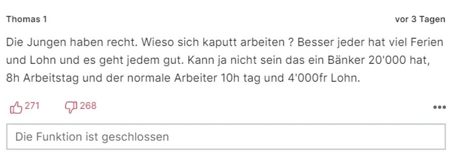 Zuspruch von Leser Thomas 1: Er findet, die Jungen haben recht.