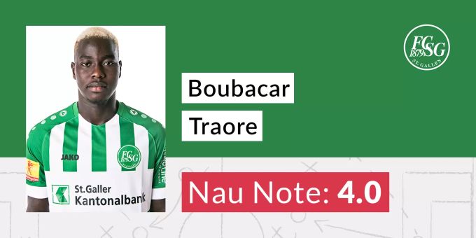 Boubacar Traore (FC St.Gallen) erhält die Nau-Note 4,0. Boubacar Traore FC St.Gallen