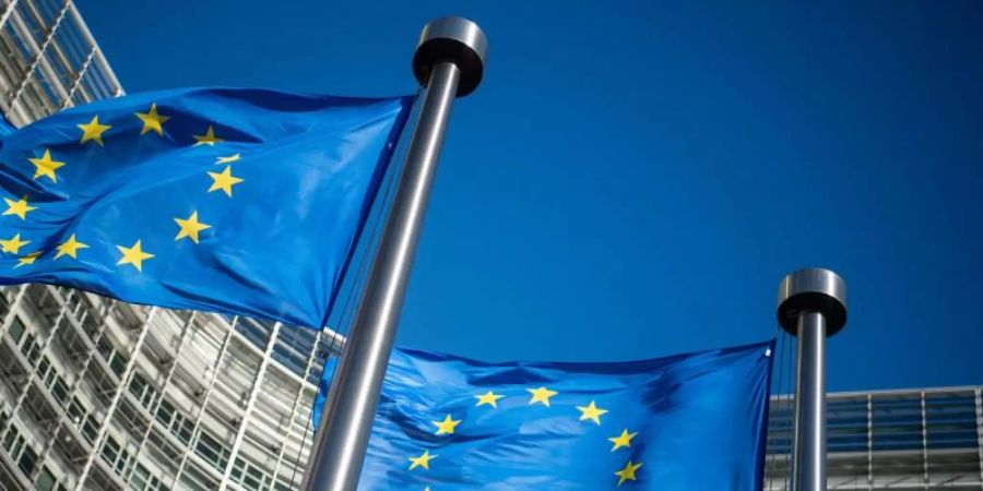 Flaggen der Europäischen Union wehen im Wind vor dem Berlaymont-Gebäude, dem Sitz der Europäischen Kommission. (Archivbild). Foto: Arne Immanuel Bänsch/dpa