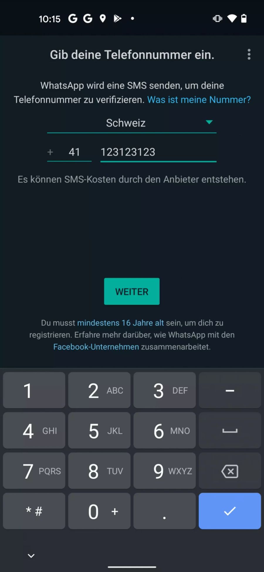 WhatsApp Verifizierung