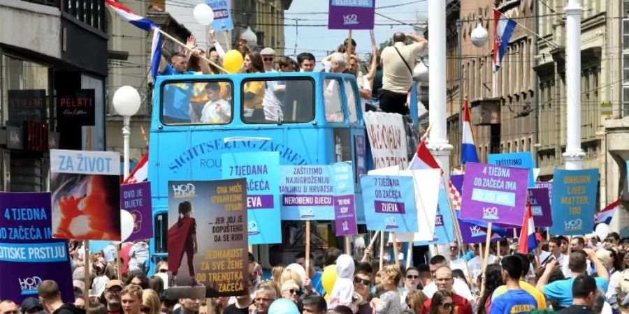 Demonstration in Zagreb gegen Abtreibungen