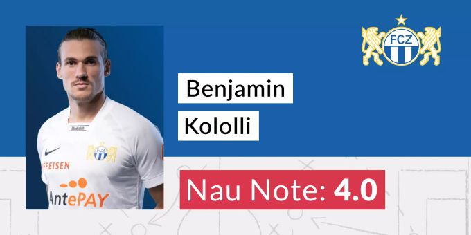 Benjamin Kololli (FCZ) erhält die Nau-Note 4,0. Benjamin Kololli FCZ Note