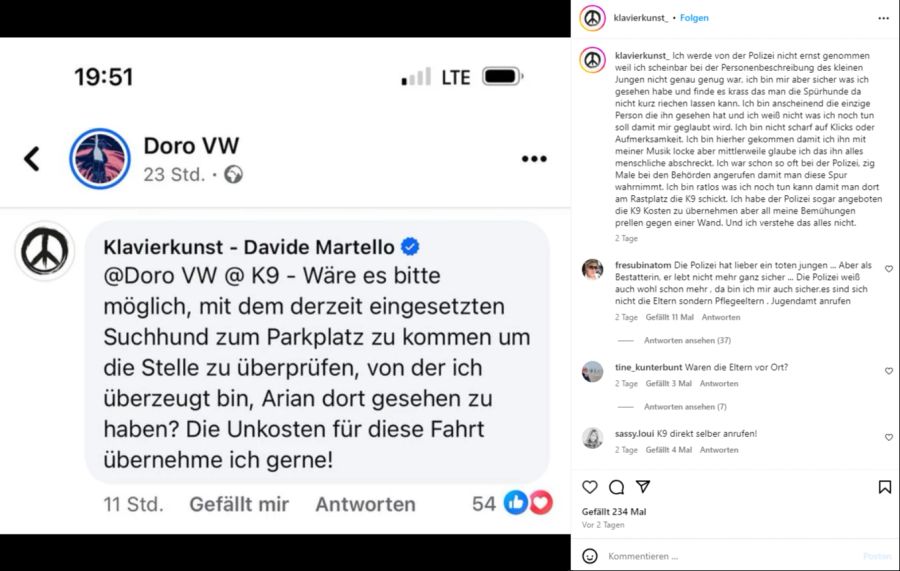 Laut dem Klavierspieler habe die Polizei seine Hinweise nicht ernst genug genommen.