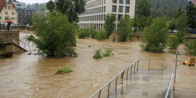 Das deutsche Schwäbisch Gmünd wurde von den Unwettern hart getroffen. Unwetter
