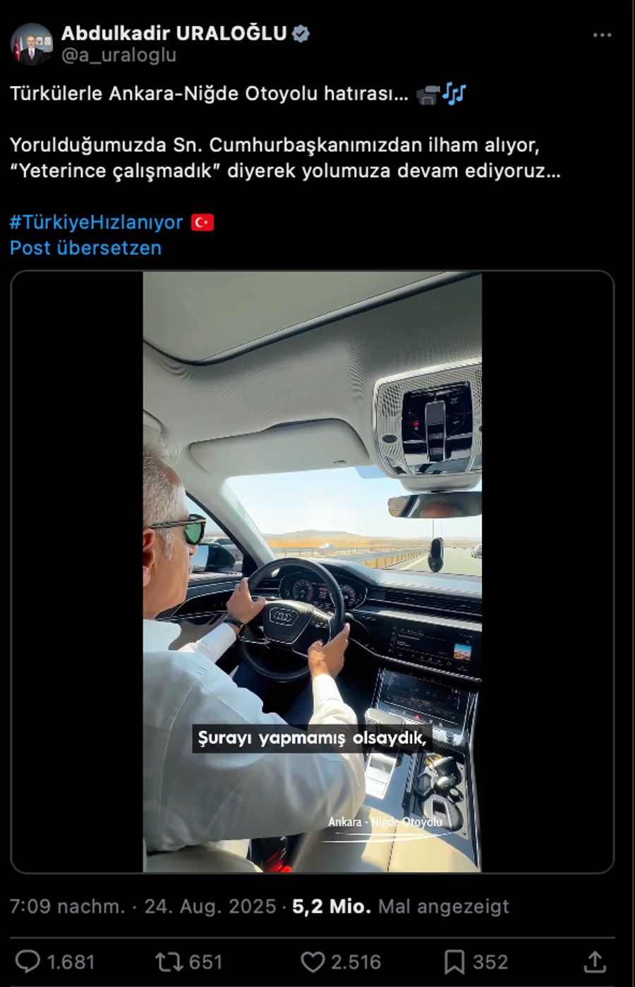 verkehrsminister türkei video