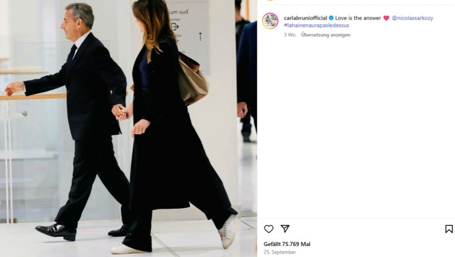 Der Hass werde nicht siegen, Liebe sei die Antwort, schreibt Carla Bruni zu diesem Foto.