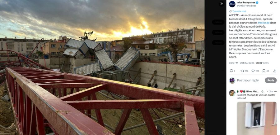 Ein heftiger Sturm hat den Norden von Paris verwüstet.