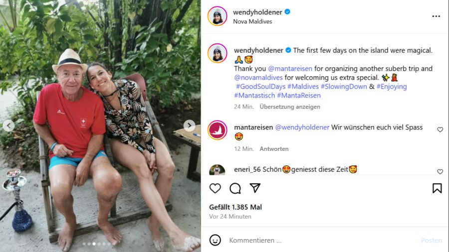 Wendy Holdener ist mit ihrer Familie auf den Malediven.