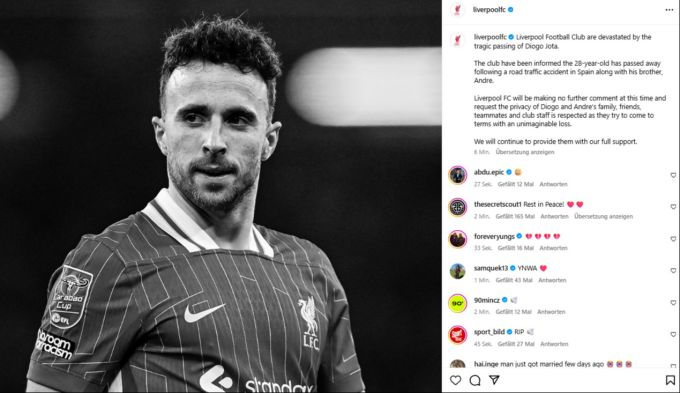 Der FC Liverpool trauert um Diogo Jota. Liverpool