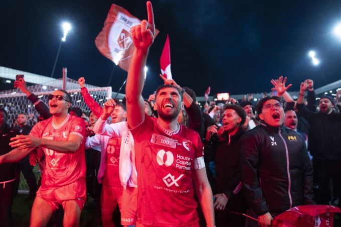 Der FC Biel bejubelt die grosse Sensation gegen YB. Cup YB FC Biel