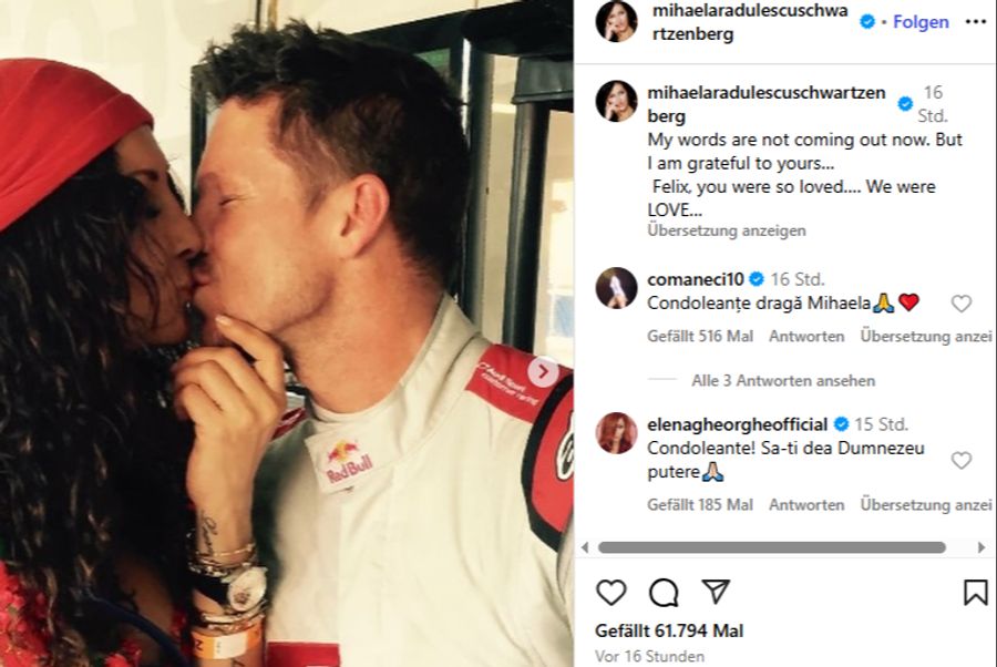 Mihaela Schwartzenberg teilt nach dem Tod ihres Partners emotionale Worte.