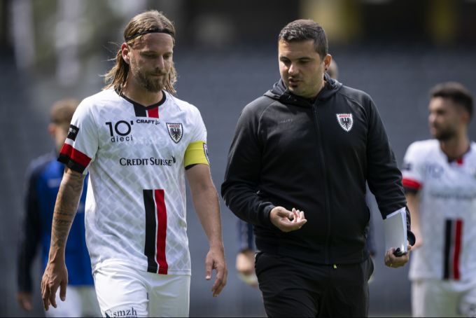 Brunello Iacopetta und Olivier Jäckle peilen mit dem FC Aarau den Aufstieg in die Super League an. FC Aarau
