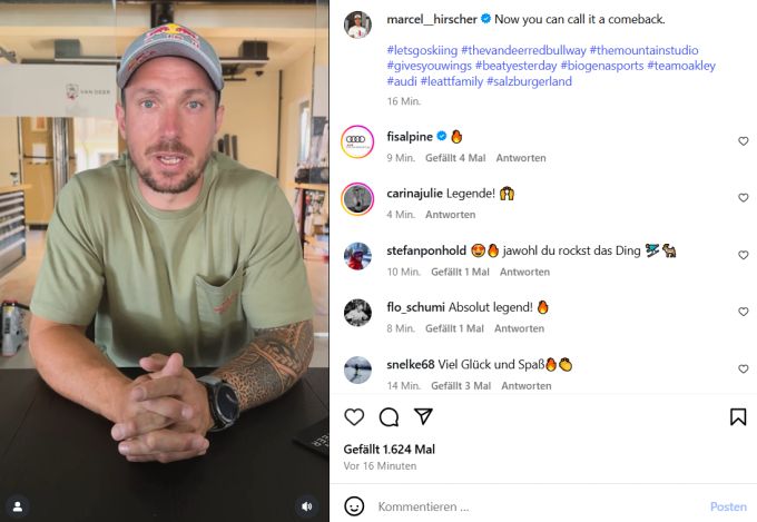 Marcel Hirscher kündigt auf Instagram sein Comeback an. Marcel Hirscher