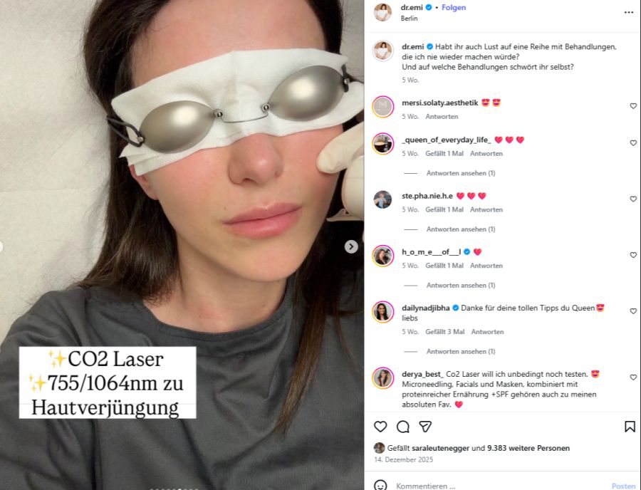 Für die ultimative Hautverjüngung würde die Hautärztin den CO₂-Laser immer wieder anwenden, wie sie auf Instagram teilt.