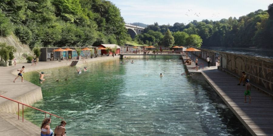 Voraussichtlich ab Herbst 2027 erhält das Stadtberner Lorrainebad ein neues Kleid. (Visualisierung)