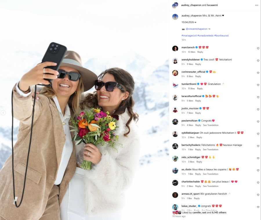 Luca Aerni hat seine langjährige Partnerin Audrey geheiratet.