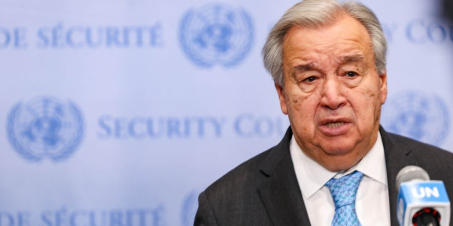 ARCHIV - UN-Generalsekretär Antonio Guterres informiert die Presse im Anschluss an eine geschlossene Sitzung zum Thema Jemen. Foto: Bianca Otero/ZUMA Press Wire/dpa