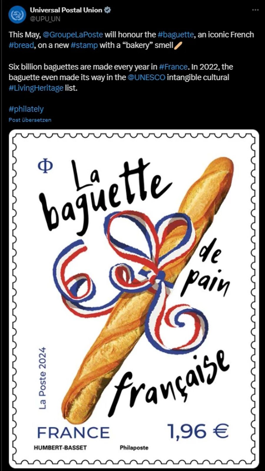 Frankreich Baguette Briefmarke