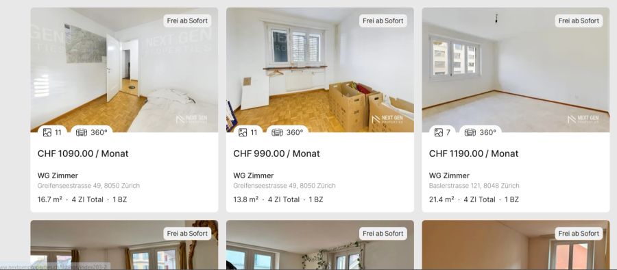 Verschiedene Firmen wollen Abhilfe leisten. Hier das aktuelle WG-Zimmer-Angebot der Next Gen Properties.