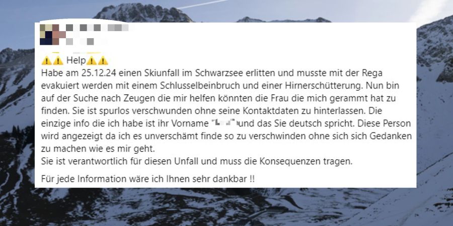 Der Skifahrer schreibt, er werde Anzeige erstatten.