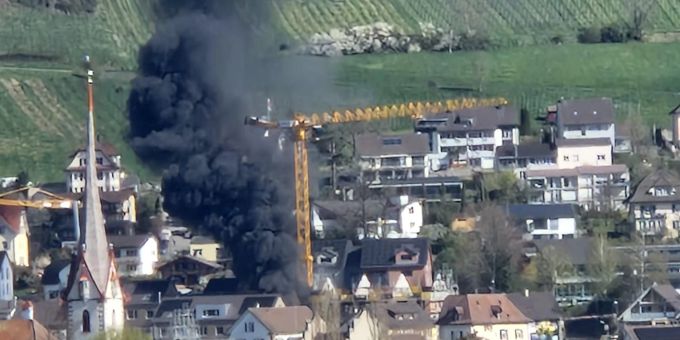 Baustellenbrand in Stein am Rhein. Baustellenbrand