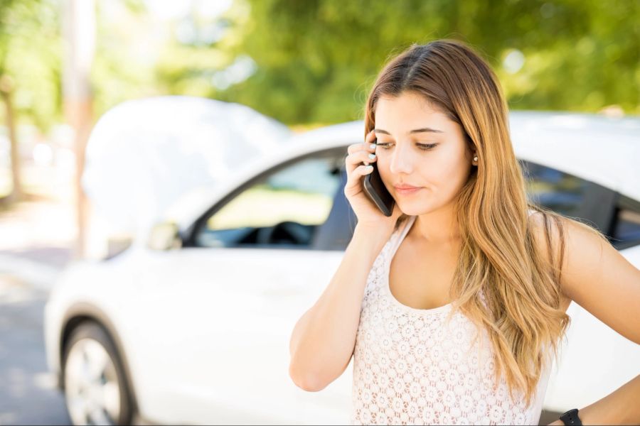 Frau, Telefon, Auto, Panne