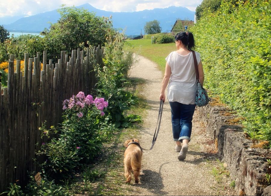 Frau mit Hund Natur