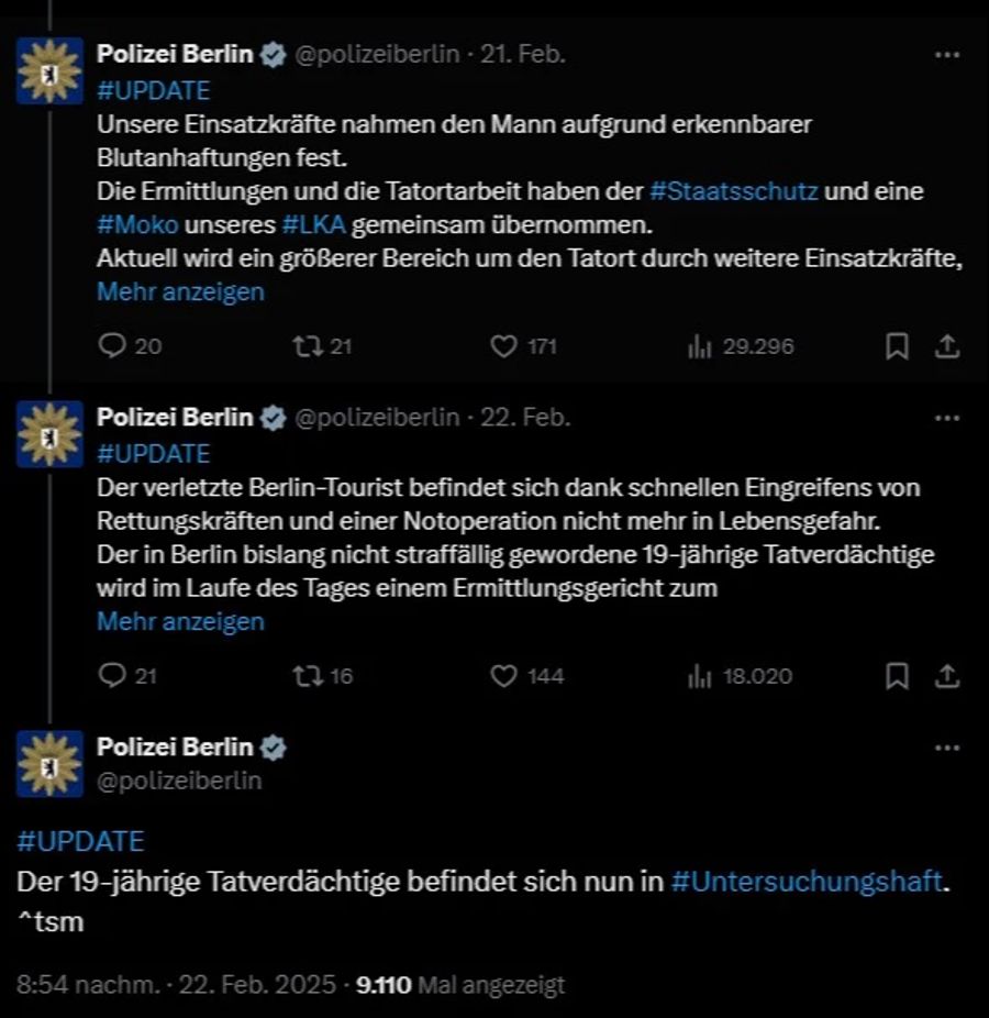 Polizei Berlin Twitter Messerattacke