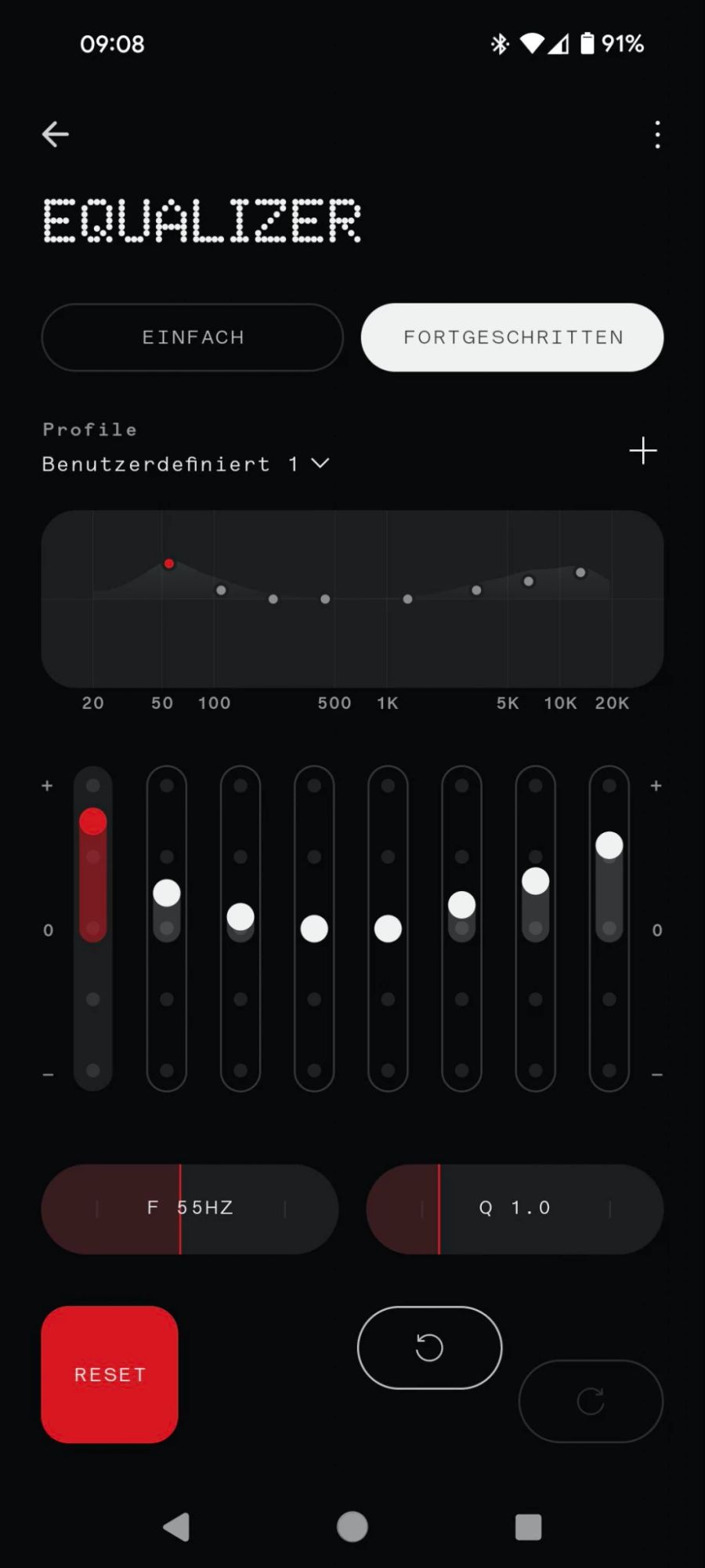 Der fortgeschrittene Equalizer lässt ein besseres Finetuning zu.