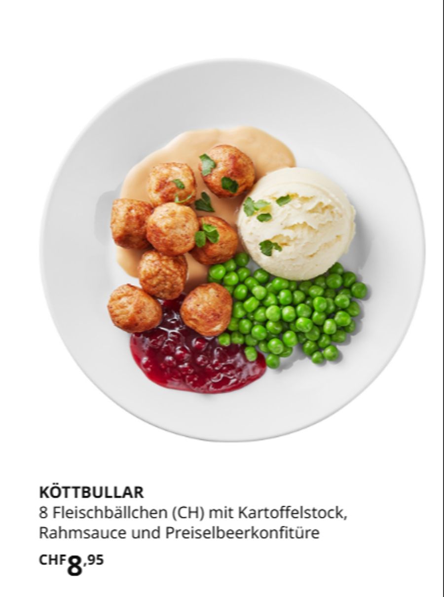 Heute (September 2026) kosten die Fleischbällchen (immer noch acht Stück statt wie früher zehn) zwei Franken mehr.