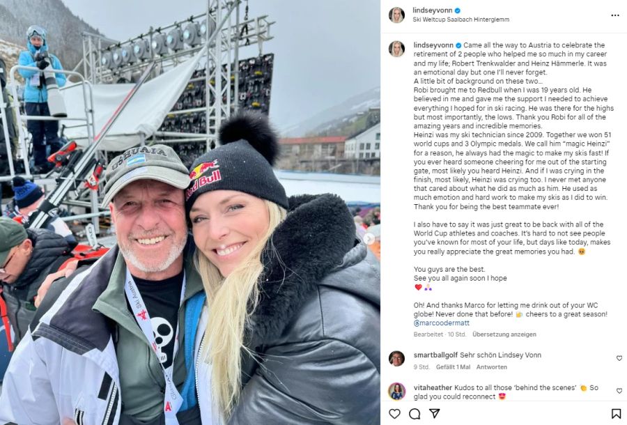 Lindsey Vonn mit ihrem früheren Servicemann Heinz Hämmerle.