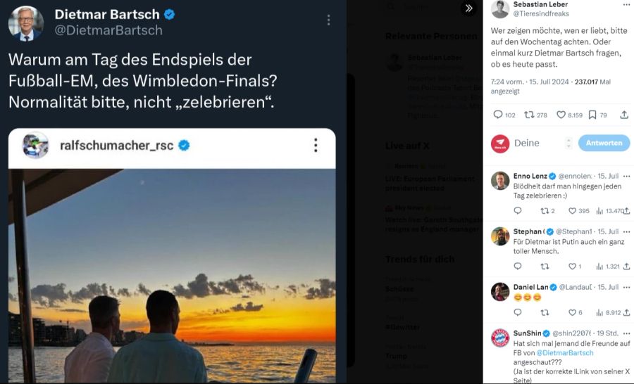 Dietmar Bartsch löschte seinen Post bereits wieder.