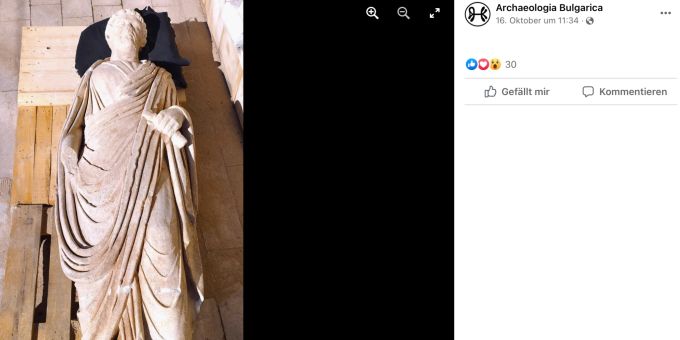 Eine vermutlich 1700 Jahre alte Marmorstatue wurde bei Bauarbeiten in Bulgarien entdeckt. (Screenshot) Marmorstatue Römisches Reich