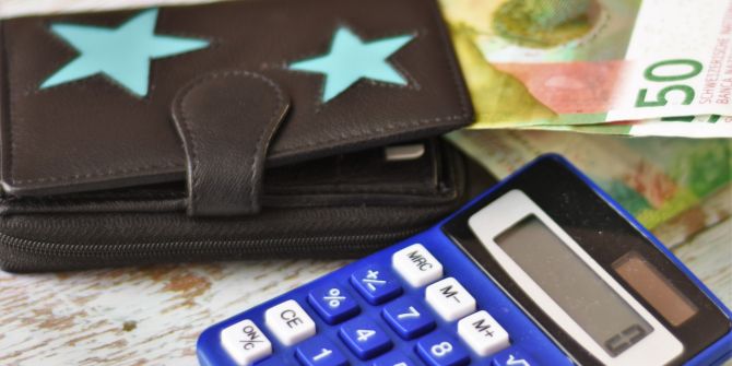 Taschenrechner Geldbörse Schweizer Franken