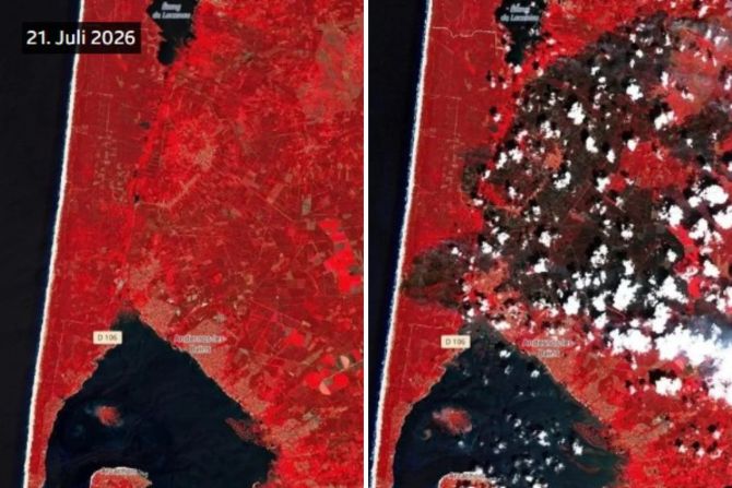 Satellitenbilder Waldbrände Frankreich