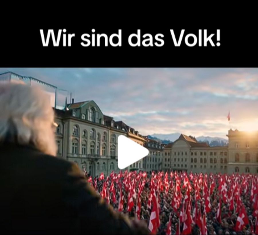 Der Kanal zeigt auch immer wieder gefälschte Demonstrationen auf dem Berner Bundesplatz.