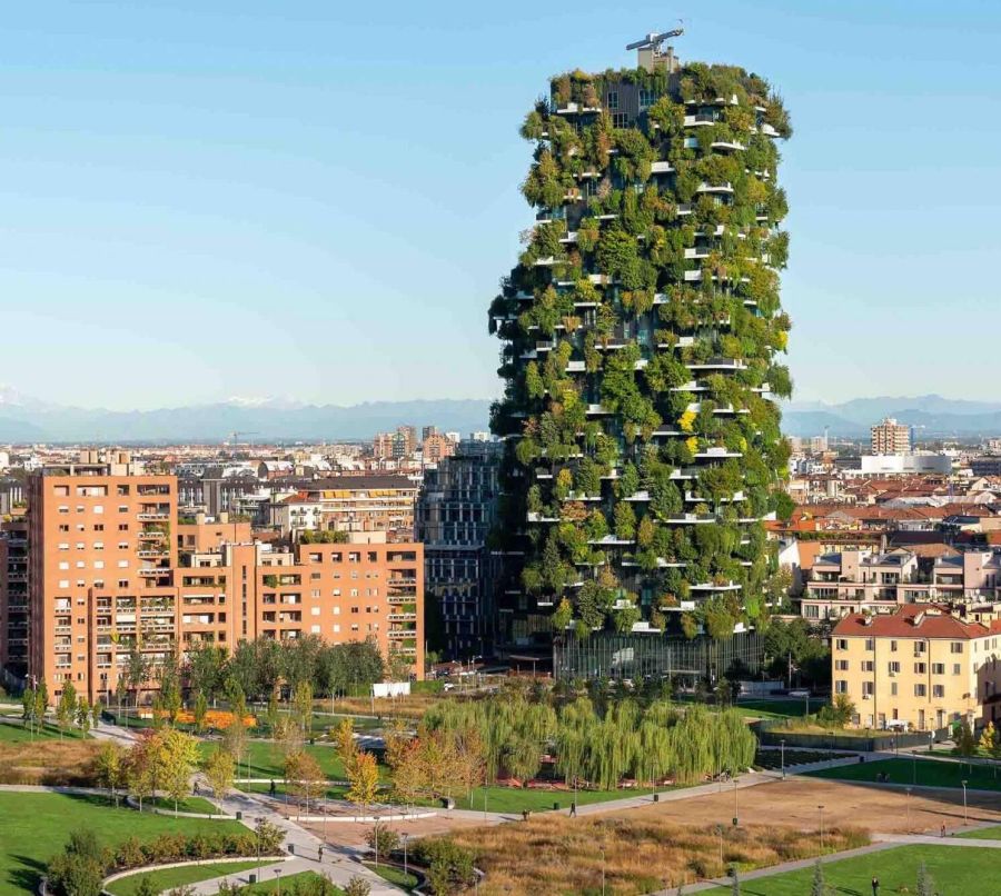 Grüner Farbtupfer in der Stadt, das Bosco Verticale in Milano.