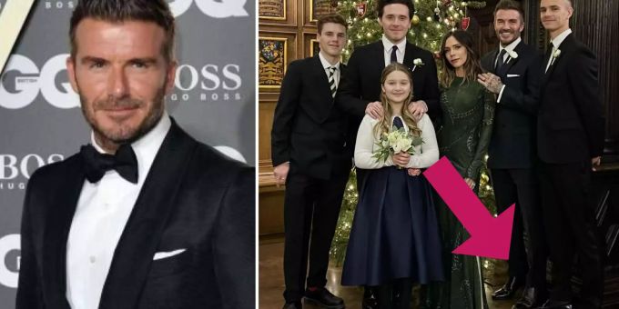 Erwischt! - David Beckham schummelt sich auf Familienbild grösser