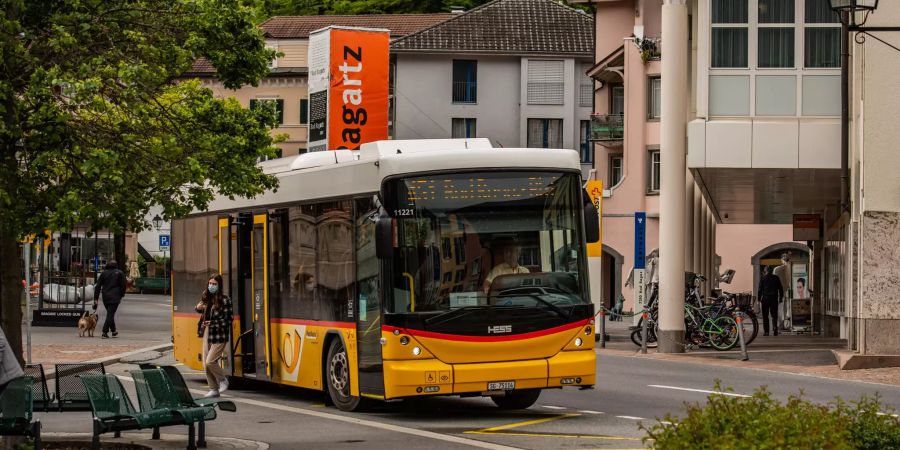 Die Postautostation Dorfbad in Bad Ragaz im Kanton St. Gallen.