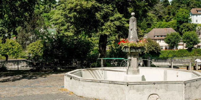 Brunnen auf dem Laufenplatz in Laufenburg. Brunnen auf dem Laufenplatz in Laufenburg.