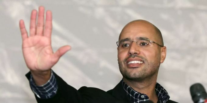Saif al-Islam al-Gaddafi im März 2011. Gaddafi