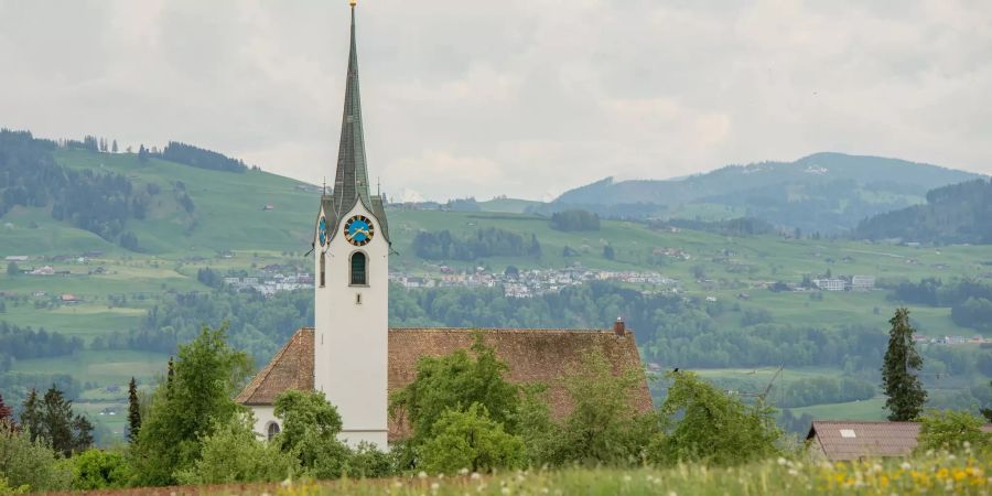 Blick auf die Kirche von Hombrechtikon.