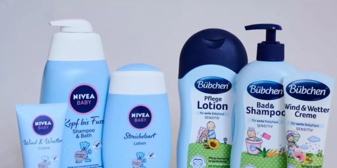 Unterschiedliche Pflege-Produkte für Babys der Marken Bübchen und Nivea. Foto: Annette Riedl/dpa Unterschiedliche Pflege-Produkte für Babys der Marken Bübchen und Nivea. Foto: Annette Riedl/dpa