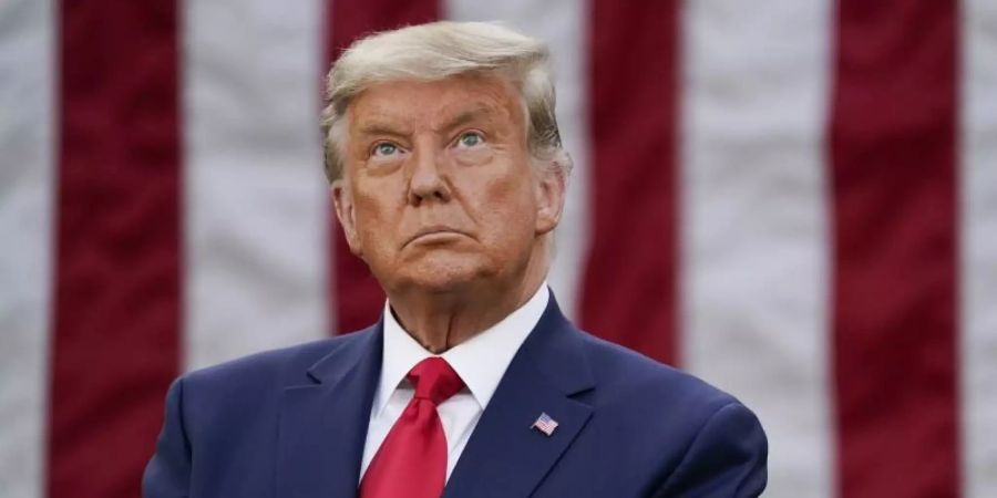 Donald Trump, ehemaliger Präsident der USA, nimmt im Rosengarten des Weissen Hauses an einer Pressekonferenz zu den Massnahmen seiner Regierung gegen die Corona-Pandemie teil. (Archivbild). Foto: Evan Vucci/AP/dpa