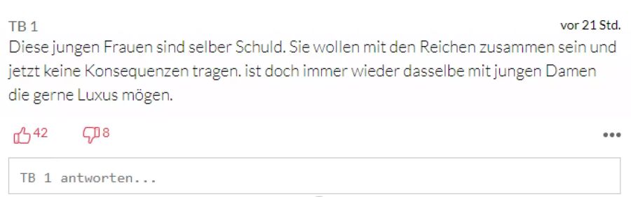 Ein Nutzer gibt den Frauen die Schuld.